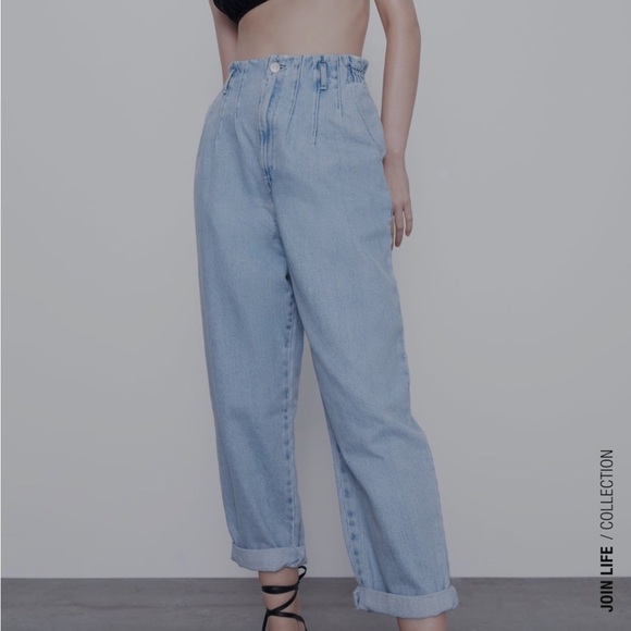 BNWT Zara Black Denim Paperbag High Waisted Jeans | Size 4 | 100% Organic Cotton - Picture 15 of 16